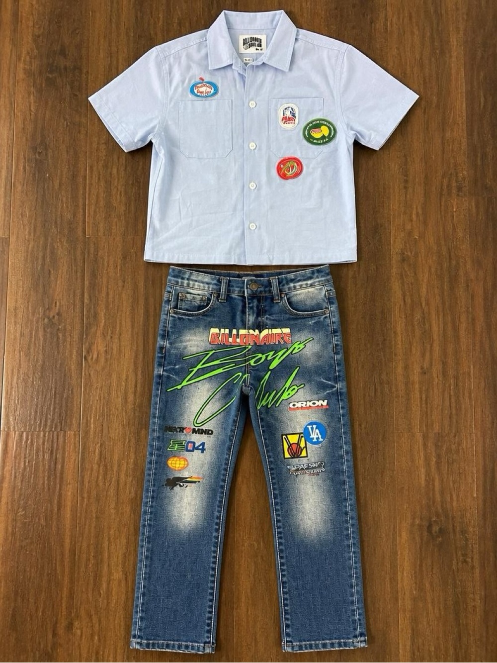 Billionaire Boys Club BBC Boys 7/8 Graphic Jeans Shirt 2 Piece Outfit Set